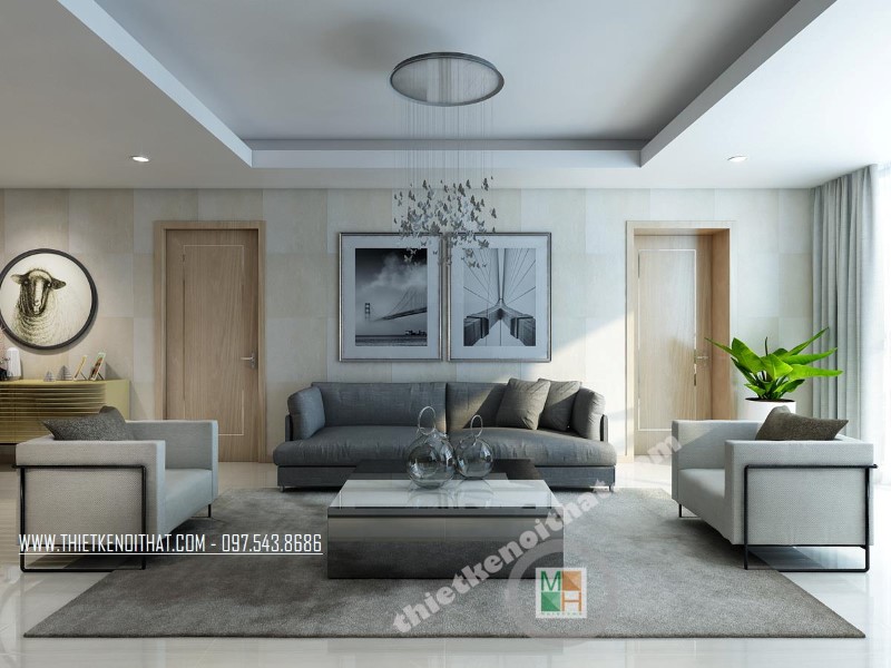 Bàn trà phòng khách vuông, nhỏ nhắn sử dụng gỗ công nghiệp tráng giương màu trắng mang đến vẻ đẹp sang trọng, tinh tế bàn trà hiện đại phòng khách